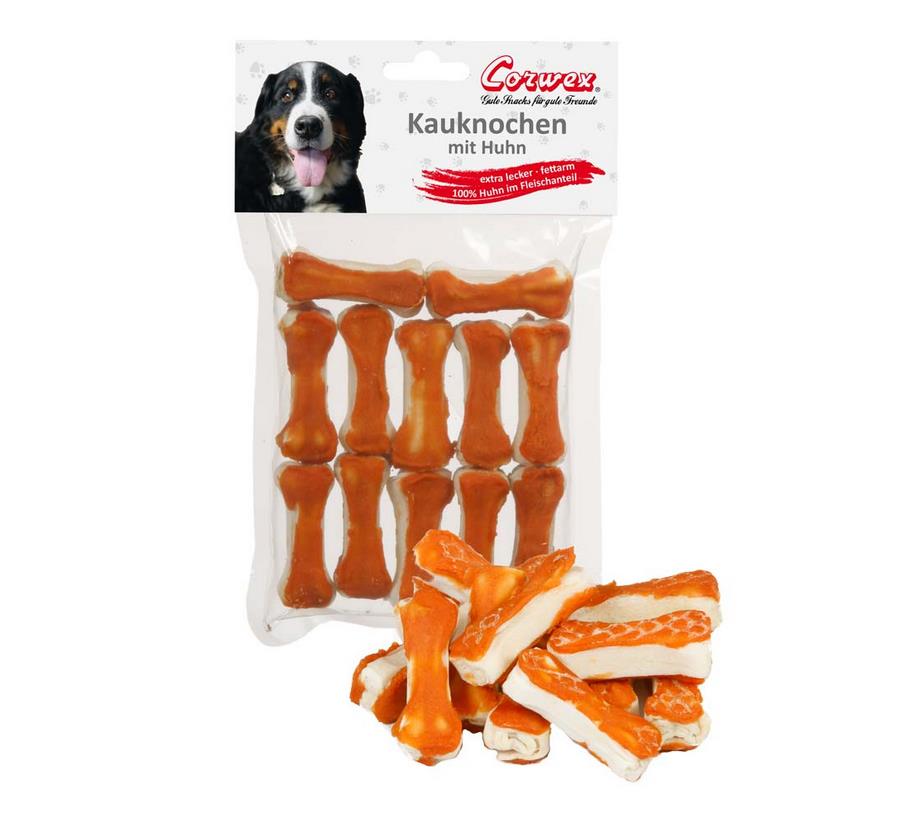 Corwex Hundesnack 12 x 5cm Kauknochen mit Huhn Verschieden Gebinde
