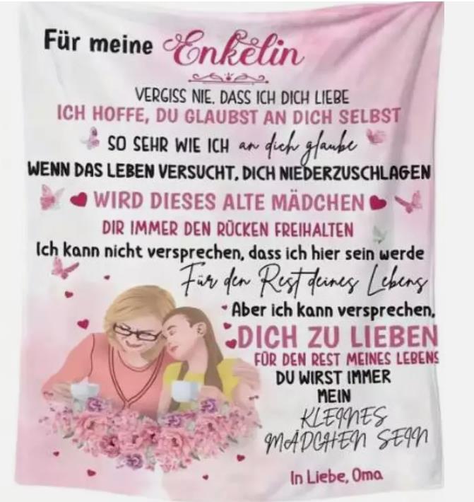 Personalisierte Kuscheldecke "An Meine Enkelin "