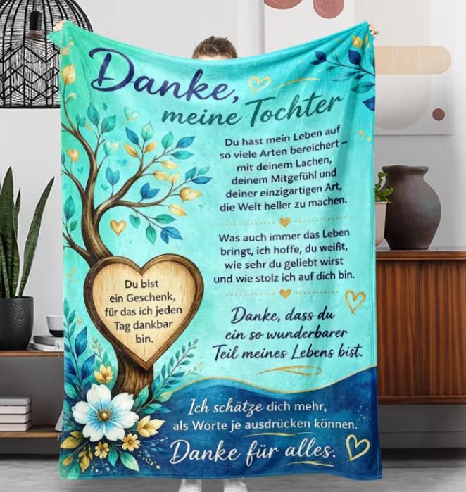 Kuscheldecke Tochter Geschenk von Mama weich warm liebevoll Spruch