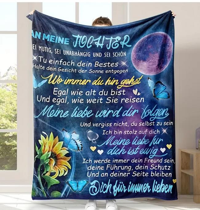 Persönliche  Kuscheldecke   "An Meine Tochter von Mama "